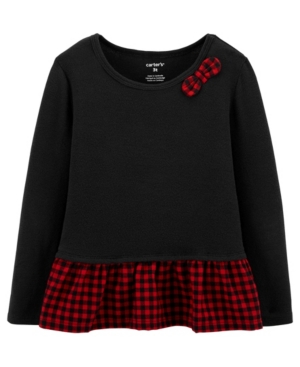 image of Carter-s Toddler Girl Plaid Peplum Jersey Top