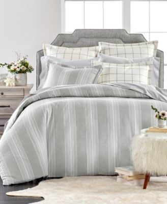 Martha Stewart Cotton newest Bedspread Gray Stripes Full Queen