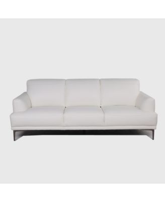 Michola Mid-Century Leather Sofa in White