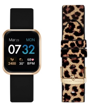 image of Women-s Kendall + Kylie Black and Leopard Print Straps Smart Watch Set 36mm