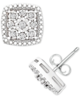 Diamond Cushion Cluster Stud Earrings (1/10 ct. t.w.) in Sterling Silver - Sterling Silver