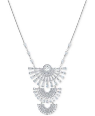 Swarovski - Silver-Tone Crystal Triple Tier 31-3/8" Pendant Necklace