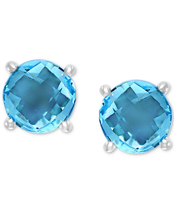 EFFY Collection - Blue Topaz Stud Earrings (2-1/3 ct. t.w.) in 14k White Gold
