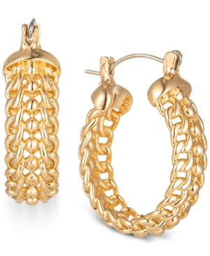 image of Charter Club Gold-Tone Small Chain Link Hoop Earrings, 1