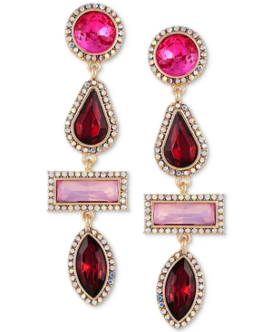 image of Guess Gold-Tone Stone & Crystal Drop Earrings