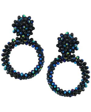 image of Guess Beaded Drop Hoop Earrings