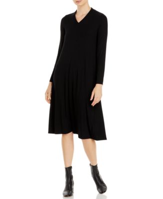 Eileen Fisher Long-Sleeve V-Neck Dress - Macy's