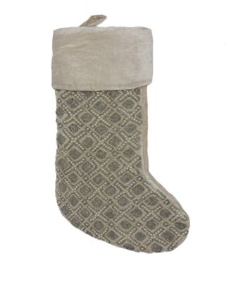 Mod Lifestyles - &nbsp;Diagonal Diamond Beaded Velvet Christmas Stocking, 8" X 22"