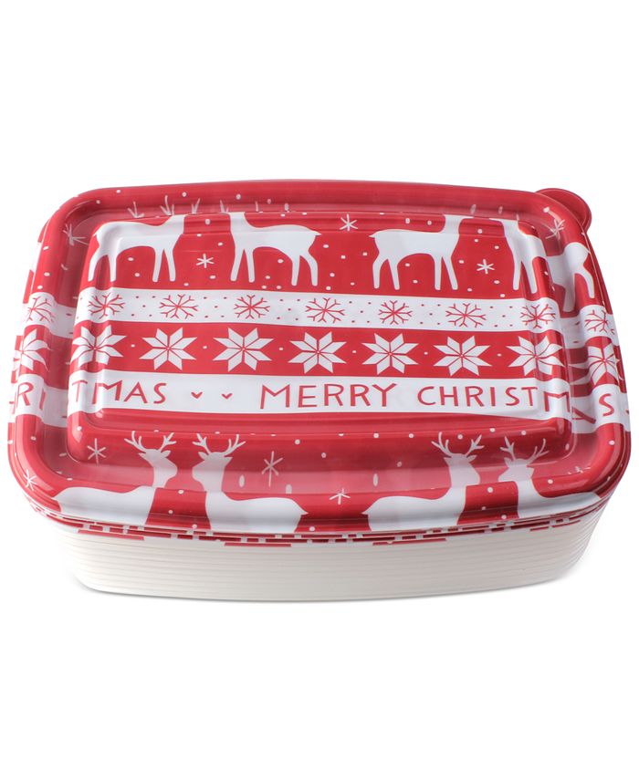 Festive stockings decoration on food storage container lids for pot lucks  and cookie exchanges - Merriment Design