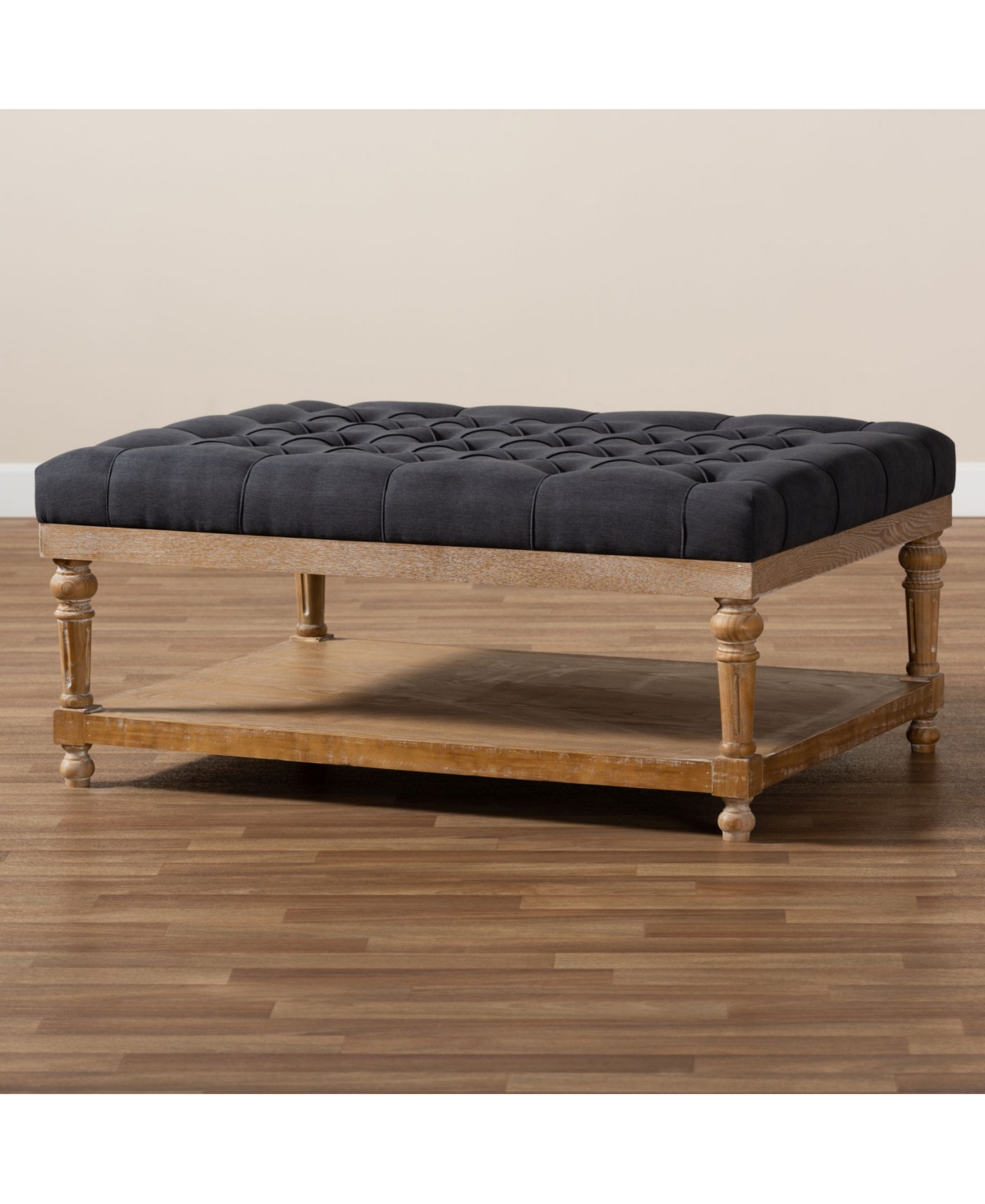 Lindsey Modern and Rustic Cocktail Ottoman- Turned Off Per Lawsuit Patent Infringement