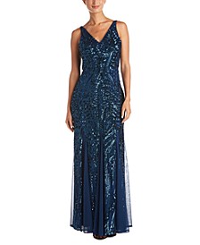 Sequined Mesh Gown