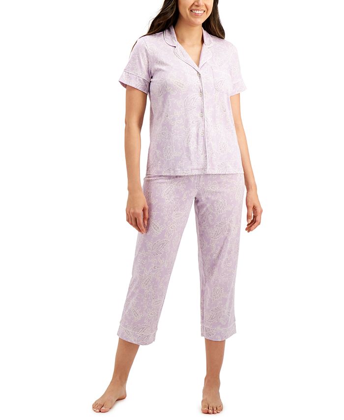 Charter Club Short Sleeve Top & Capri Pants Pajama Set, Created for ...