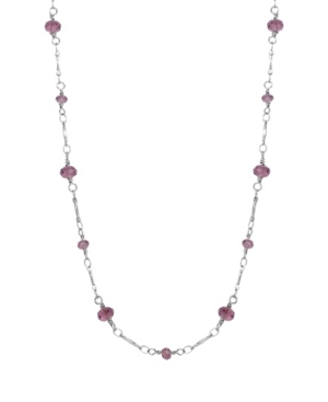 image of 2028 Women-s Silver Tone Purple Beaded Chain Necklace