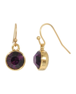 image of 2028 Women-s Gold Tone Purple Channel Wire Drop Earring