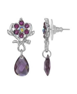 image of 2028 Women-s Silver Tone Purple Teardrop Earrings