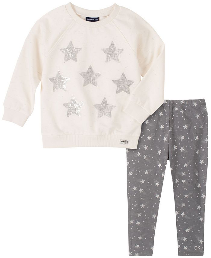 Calvin Klein Little Girls Two-Piece Stars Fleece Tunic with Star Print ...