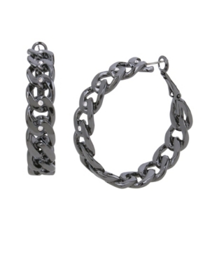 image of Stone Chain Hoop Earrings