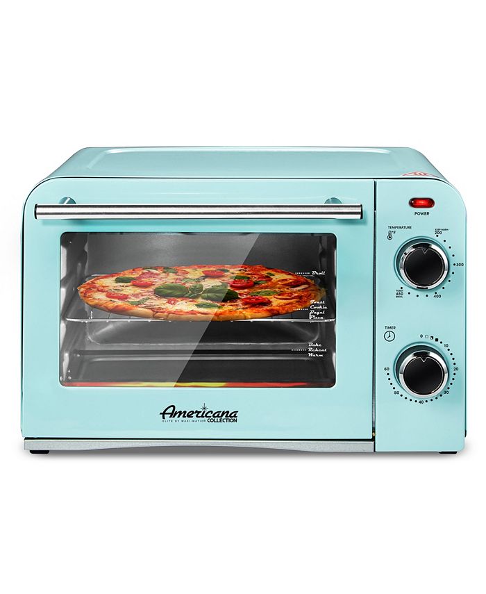 Elite Gourmet 4Slice Diner Retro Countertop Toaster Oven, Bake, Broil