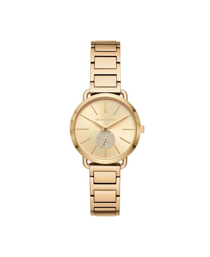 Michael Kors Women's Portia Two-Hand Gold-Tone Bracelet Watch 32mm ...