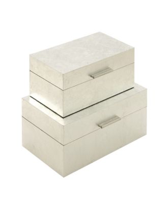 by Cosmopolitan Set of 2 Silver Wood Glam Box, 11", 13"