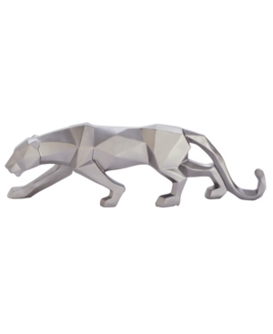 Cosmoliving By Cosmopolitan Silver Polystone Sculpture, Leopard 6" X 18" X 3" In Silver-tone