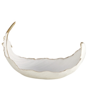 Cosmoliving By Cosmopolitan White Resin Glam Decorative Bowl, 8 X 13 X 8