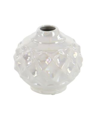 by Cosmopolitan Set of 3 Cream Stoneware Glam Vase, 6" x 6"