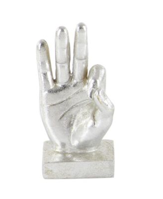 by Cosmopolitan Set of 3 Silver Polystone Traditional Hand Sculpture, 7", 7", 6"