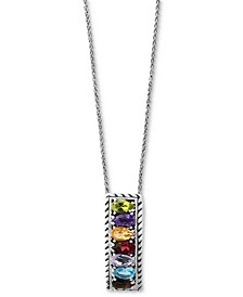 EFFY® Multi-Gemstone Vertical Bar 18" Pendant Necklace (1-5/8 ct. t.w.) in Sterling Silver