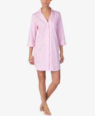 Lauren Ralph Lauren - Knit Notch Collar Cotton Sleep Shirt