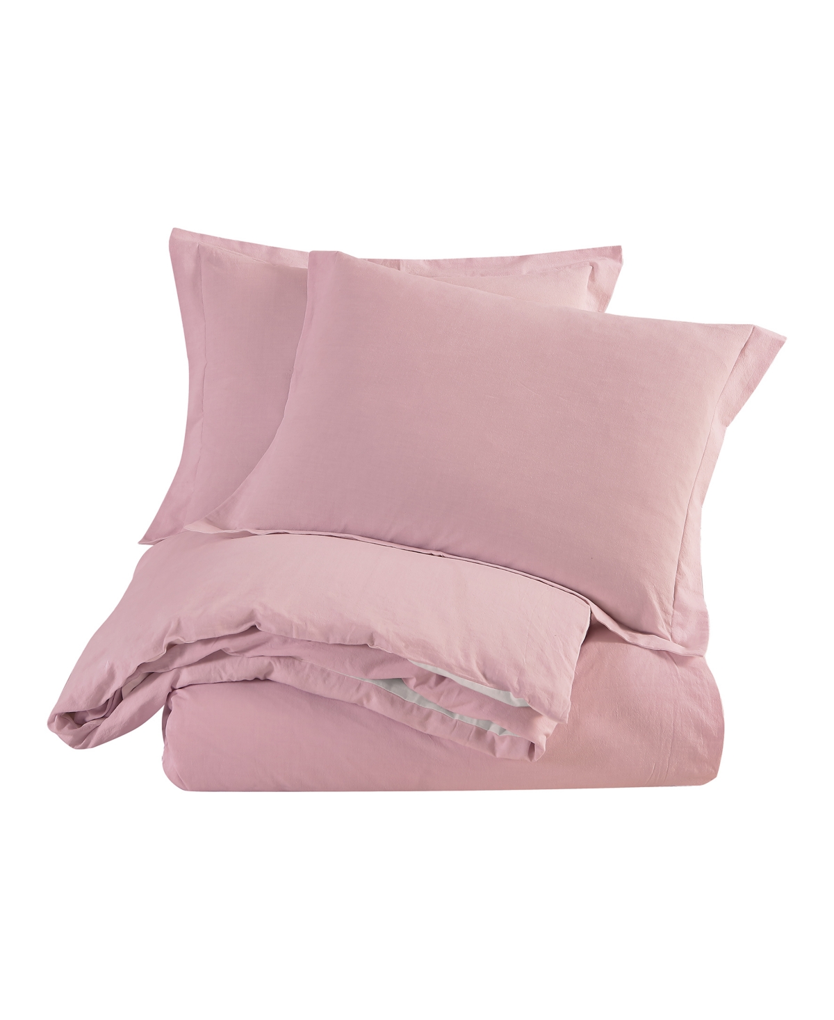 Ultra Soft Valatie Cotton Garment Washed Dyed Reversible 3 Piece Duvet Cover Set, - Blush