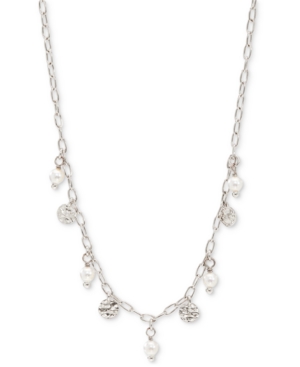 image of Ava Nadri Hammered Disc & Imitation Pearl Shaky Statement Necklace, 16