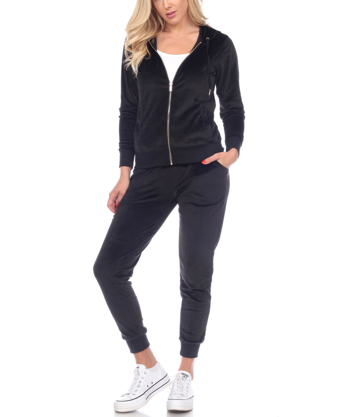 Women's Velour Tracksuit Loungewear 2pc Set - Green