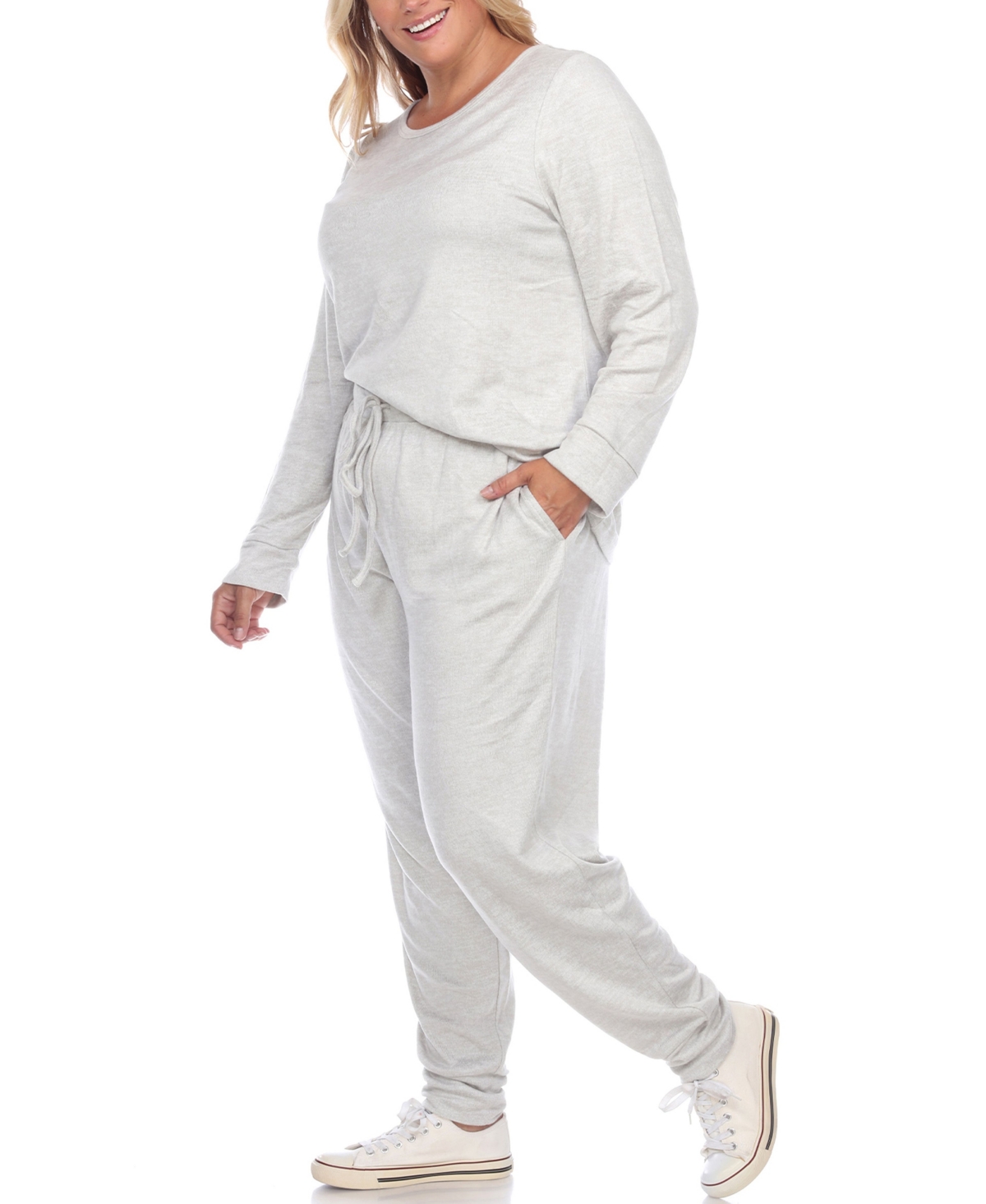White Mark Plus Size Lounge Set, 2-Piece