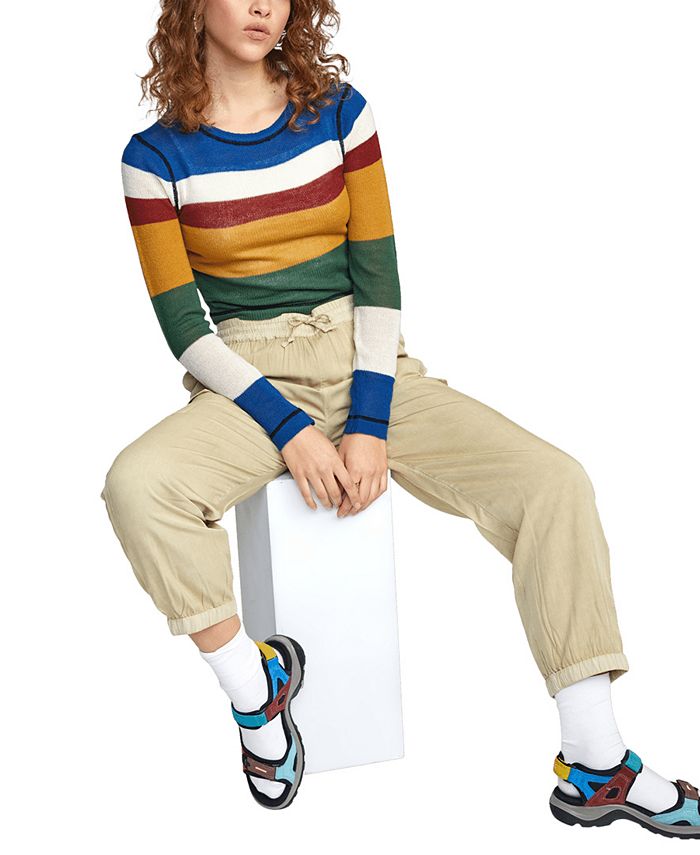 RVCA Juniors' Striped Crewneck Sweater - Macy's
