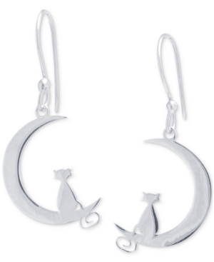 image of Giani Bernini Cat & Moon Drop Earrings, Created for Macy-s