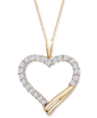 Macy's - Diamond Heart 20" Pendant Necklace (1 ct. t.w.) in 10k Gold