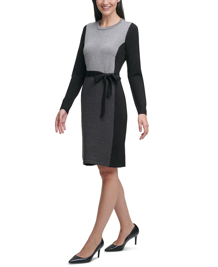 Calvin Klein Colorblocked Sweater Dress - Macy's