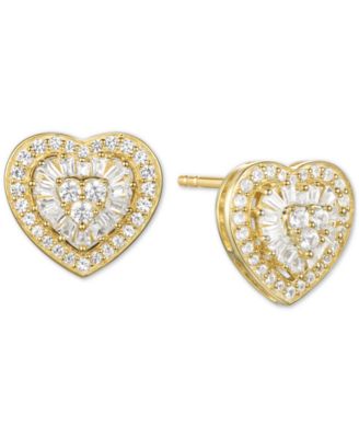 Macy's - Diamond Baguette Heart Stud Earrings (1/2 ct. t.w.)