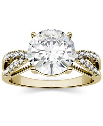Charles & Colvard - Moissanite Split Shank Ring 2-9/10 ct. t.w. Diamond Equivalent in 14k White Gold