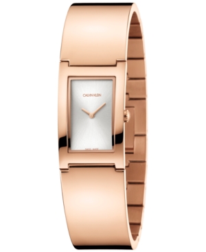 image of Calvin Klein Women-s Polish Rose Gold-Tone Pvd Bangle Bracelet Watch 22mm