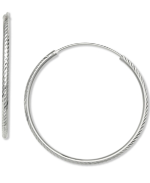 image of Giani Bernini Medium Texted Endless Hoop Earrings in Sterling Silver, 1.57
