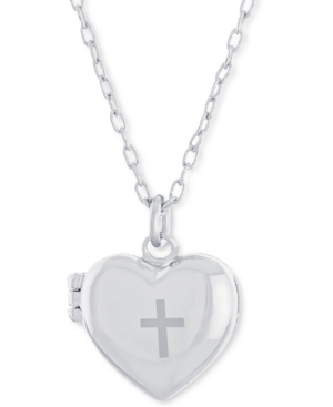 image of Giani Bernini Heart Cross Locket Pendant Necklace, 16