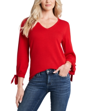Cece Tie Sleeve Top In Luminous Red