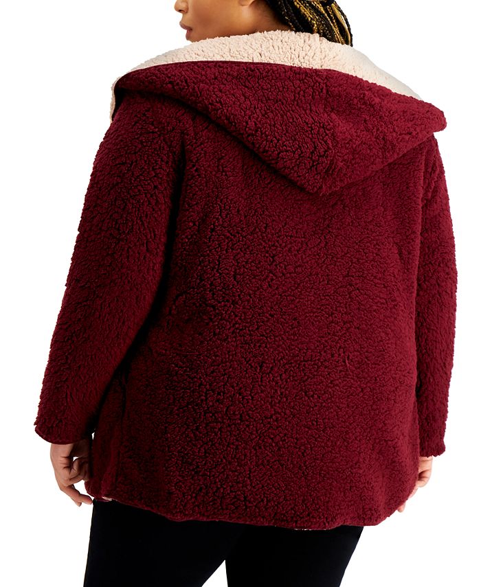 FULL CIRCLE TRENDS Trendy Plus Size Reversible Fleece Cardigan Macy's