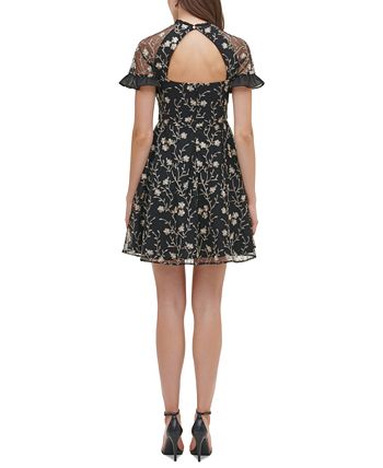 kensie Floral-Embroidered Mesh Mini Dress & Reviews - Dresses - Women ...