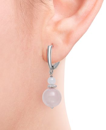 Giani Bernini - Rose Quartz Drop Earrings in Sterling Silver