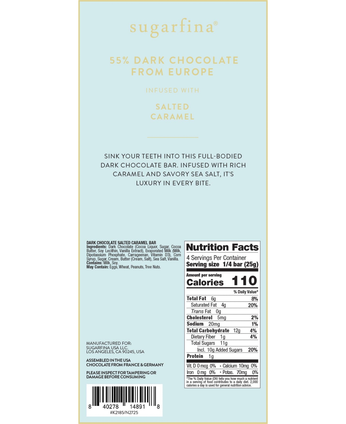 Sugarfina Dark Chocolate Salted Almond + Salted Caramel Chocolate Bar Kit (Pack of 2)