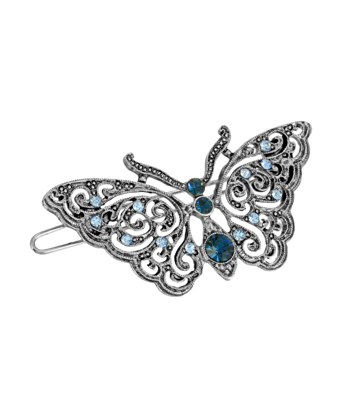 2028 Women's Silver-tone Montana Crystal Butterfly Barrette In Blue