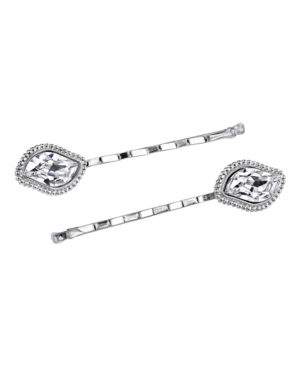 image of Women-s Silver-Tone Crystal Bobby Pin Set, 2 Piece
